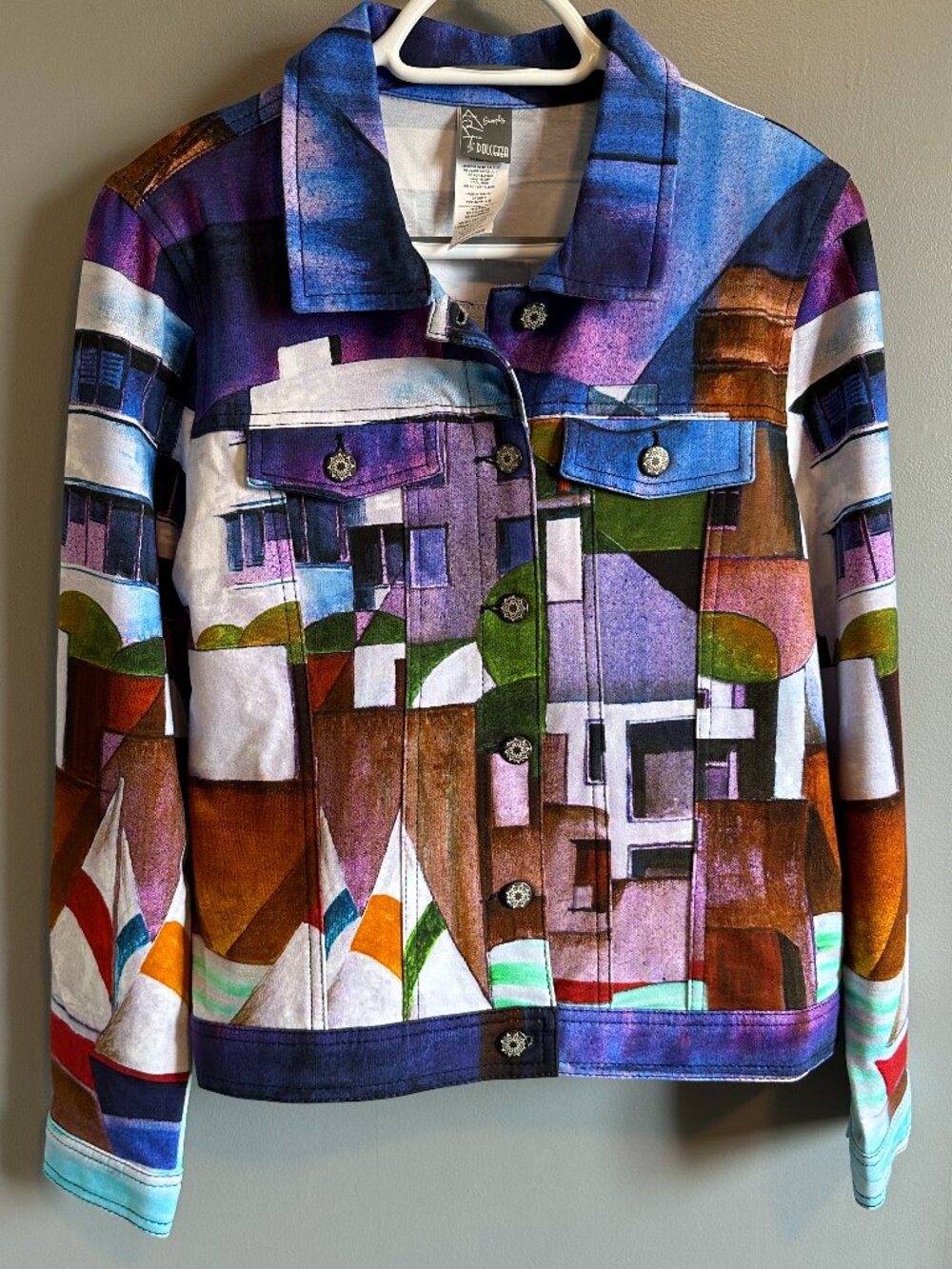 Dolcezza Simply Art Beautiful Bomber Jacket Women's Size Large NWOT